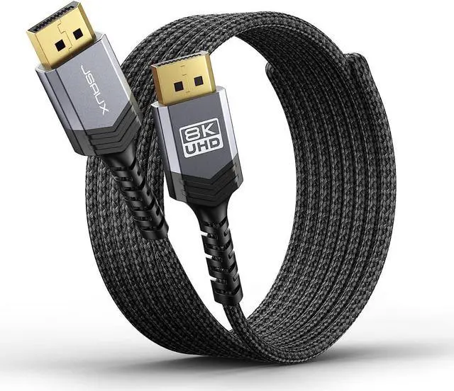 Main image of JSAUX DisplayPort Cable 1.4 10ft, 8K DP Cable | 8K@60Hz, 4K@144Hz, 2K@240Hz 2K@165Hz | HBR3, 32.4Gbps, HDR10, FreeSync, G-Sync for Gaming Monitor Graphics 3090 4090 PC -Grey