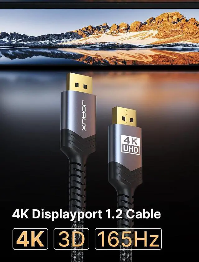 Alt view image 2 of 7 - DisplayPort Cable 2 Pack 10ft 4K DP 1.2 Cable | 4K@60Hz 2K@165Hz 2K@144Hz | HDR 21.6Gbps FreeSync G-Sync Display Port Cord for Gaming Monitor Graphics 3090 PC -Grey