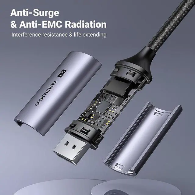 Alt view image 7 of 7 - USB C to DisplayPort 1.4 Cable 8K@60Hz 4K@240Hz Thunderbolt 4/3 to DisplayPort Cord USB C to DP 1.4 32.4 Gbps Alu Braided Compatible with MacBook Pro/Air iPad Mac Mini Galaxy XPS 15 6.6FT