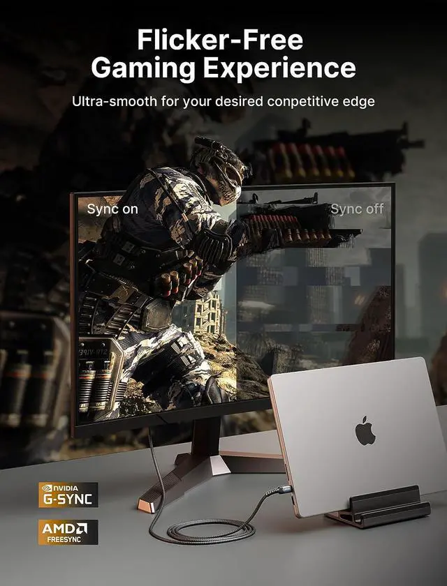 Alt view image 5 of 7 - JSAUX USB C to DisplayPort 1.4 Cable [8K@60Hz, 4K@144Hz, 2K@240Hz] USB C to Displayport Thunderbolt 4/3 to DP Cable Support 32.4 Gbps Compatible with MacBook Pro/Air, iPad Pro, iMac, Dell XPS-6.6FT