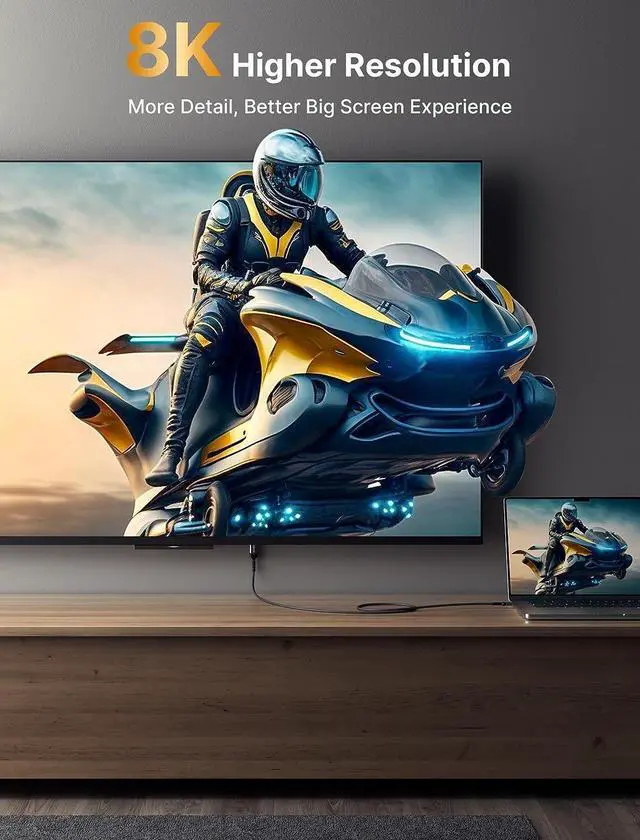 Alt view image 4 of 7 - JSAUX USB C to DisplayPort 1.4 Cable [8K@60Hz, 4K@144Hz, 2K@240Hz] USB C to Displayport Thunderbolt 4/3 to DP Cable Support 32.4 Gbps Compatible with MacBook Pro/Air, iPad Pro, iMac, Dell XPS-6.6FT