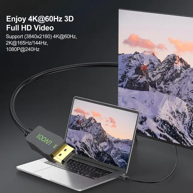 Alt view image 2 of 7 - DisplayPort Cable 6FT 2-Pack DP to DP Cable 4K@60Hz 1440p@144Hz/165Hz Display Port Cord for Monitor Computer Laptop PC Graphics Card