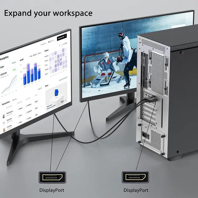 Alt view image 6 of 7 - DisplayPort to DisplayPort Cable 6 Feet 10-Pack, 4K Display Port (Gold Plated DP to DP Cable 6FT) 1440p@144Hz/165Hz, 4K@60Hz for Monitor, Computer, Laptop, PC