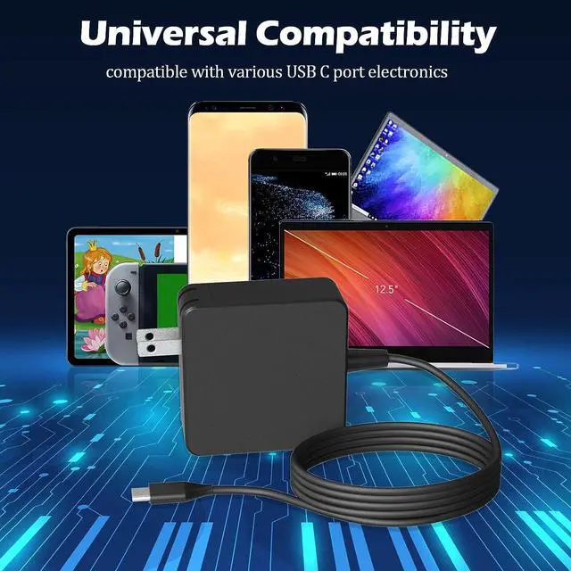 Alt view image 2 of 7 - Universal 65W 45W USB C Laptop Charger for Lenovo/Dell/HP/Asus/Samsung Chromebook Laptop Charger USB-C Type C : Computer AC Power Adapter Cord Replacement Acer MacBook or Smart Phone/Tablet