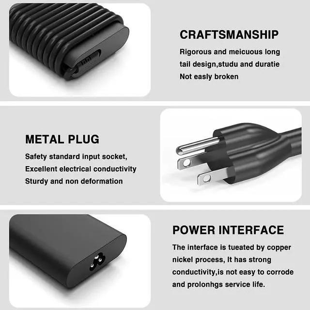 Alt view image 4 of 7 - New Slim 65W USB C Laptop Charger Replacement for  Latitude 5420 5520 5530 5550 5540 5430 5450 5440 7420 2-in-1 7430 7440 Chromebook 3100 Inspiron 14 2-in-1 XPS 13 Type C Power Cord
