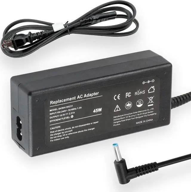 Main image of Replacement 45W HP Laptop Charger, 19.5V 2.31A Power Adapter for HP Pavilion 11 13 14 15 Notebook Power Supply with Cord