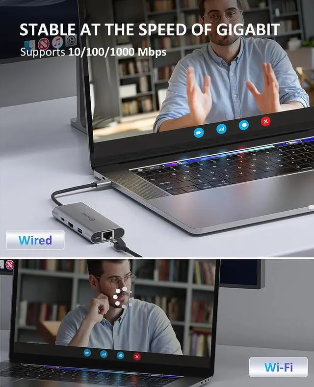 Alt view image 4 of 7 - USB C Hub, UtechSmart USB C Ethernet Multiport Adapter, 6 In 1 USB C to HDMI Dock Compatible for Macbook Pro/Air, Chromebook, Dell XPS, HP and Type C Devices (Gigabit Ethernet 100W PD 4K HDMI USB 3.0)
