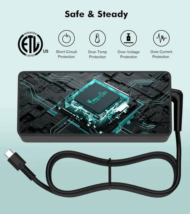 Alt view image 2 of 7 - USB-C-Laptop-Charger - 100W USB C Charger, Fast Charging for Lenovo, ThinkPad, HP, Asus, Acer, MacBook, MSI, Dell Computer Tablet Chargers Adapters Type C Power Cord Compatible with 90W 65W 45W PD 3.0