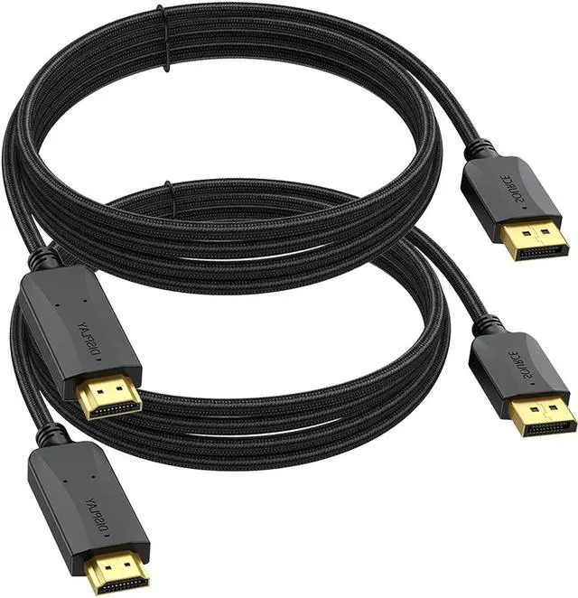 Main image of DisplayPort to HDMI Cable 10 feet 2-Pack Display Port DP to HDMI HDTV Cord Adapter Male to Male for Audio &Video