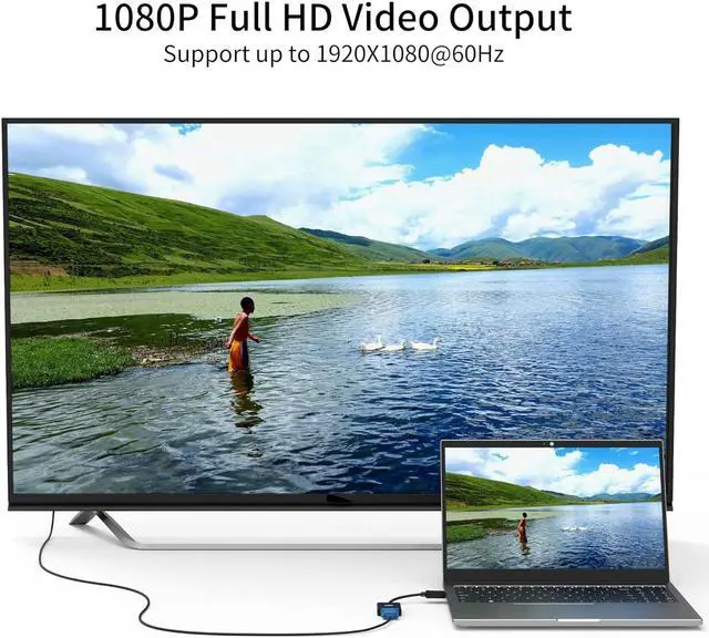 Alt view image 4 of 7 - DisplayPort to VGA Adapter Gold-Plated Display Port to VGA Cable (Male to Female) 1080P DP to VGA for Computer Desktop Laptop PC Monitor Projector HDTV (Black)