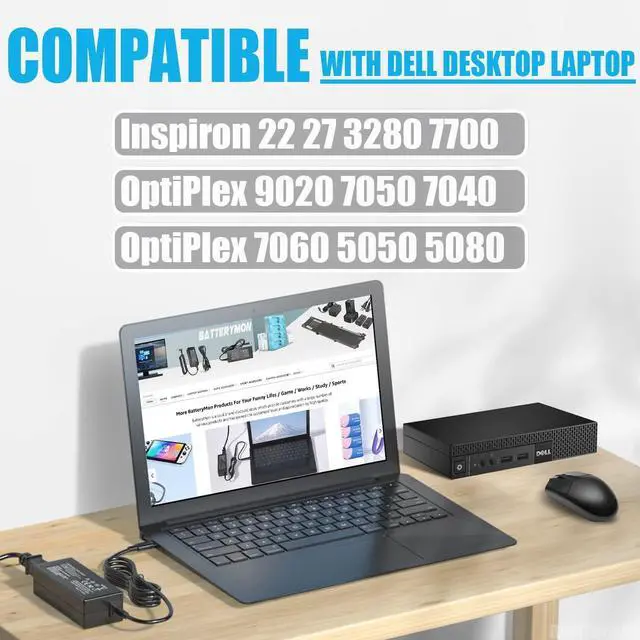 Alt view image 3 of 7 - 90W Optiplex Charger Compatible with Dell OptiPlex 3060 7070 7040 9020 9010 7090 7080 7050 3090 3080 3070 3050 3040 3020 5060 5070 5080 7060 Micro Desktop Computer Laptop Power Supply Cord Ac Adapter