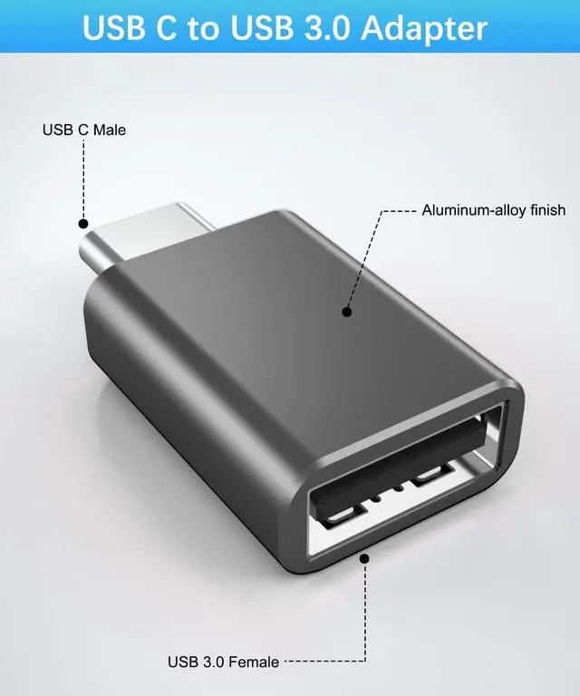 Alt view image 5 of 7 - USB to USB C Adapter with C Male to 3.0 Female Charger 4P Thunderbolt 4 OTG Converter for MacBook iWatch 8 7 Samsung Galaxy S23 S22 S21 iPad Air AirPods