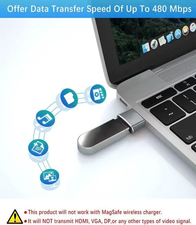 Alt view image 7 of 7 - USB to USB C Adapter with C Male to 3.0 Female Charger 4P Thunderbolt 4 OTG Converter for MacBook iWatch 8 7 Samsung Galaxy S23 S22 S21 iPad Air AirPods