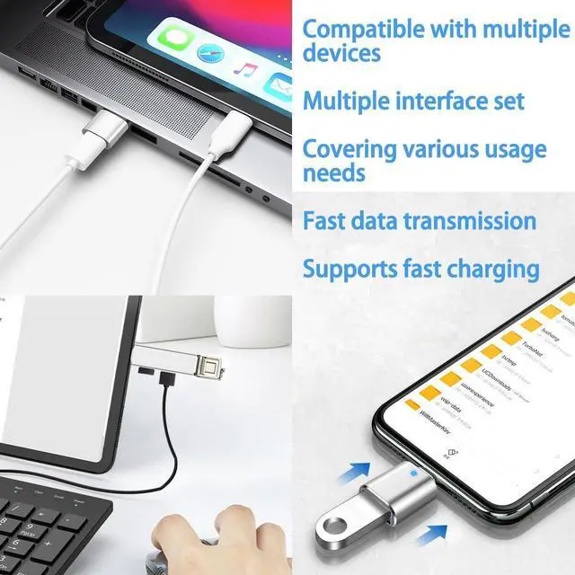 Alt view image 4 of 7 - 5Pcs USB C to USB Adapter USB A to USB-C Adapter USB 3.0 Hub Type C to USB Adapter USB Hub Splitter Extension OTG Adapter USB C Female to USB Male Adapter Fast Charging for iPhone Samsung PC MacBook