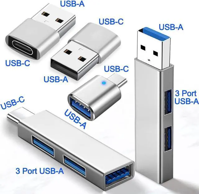 Alt view image 7 of 7 - 5Pcs USB C to USB Adapter USB A to USB-C Adapter USB 3.0 Hub Type C to USB Adapter USB Hub Splitter Extension OTG Adapter USB C Female to USB Male Adapter Fast Charging for iPhone Samsung PC MacBook