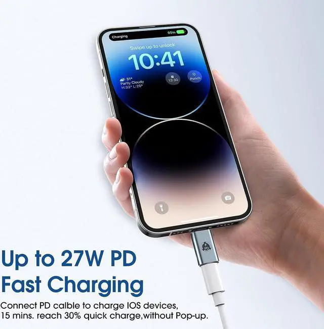 Alt view image 3 of 6 - USB C to Lightning Adapter 2 Pack Type C Female to Lightning Male Adapter Fits iPhone 14/13/12/11/X/XR/XS/SE/8/7/6/iPad/iPod/AirPods Support 27W PD Fast Charging and Data Transfer