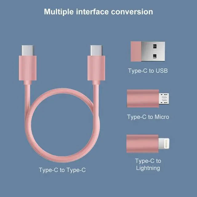 Alt view image 3 of 6 - USB Adapter Micro USB Charging Cable with USB C Lightning Adapter Lightning to USB C Adapter Multi Charging Cable Storage Box Contains SIM Card Holder Pink