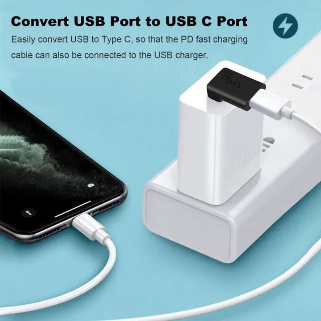 Alt view image 4 of 5 - 90 Degree USB to USB C Adapter (4 Pack) Vertical Up and Down Angle Horizontal Left and Right Angle USB A Male to Type C Female Extender Connector