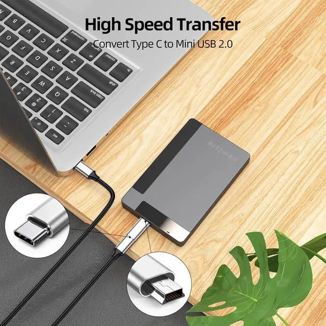 Alt view image 5 of 6 - Mini USB to USB C Adapter 2 Pack USB C to Mini USB 2.0 Male to Female Converter Support Charging Data Sync for Gopro Hero Gamera GPS Receiver Car Dash Cam Cellphone MP3