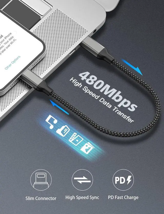 Alt view image 5 of 7 - 1ft USB C to Lightning Cable Short [ MFi Certified] 2Pack USB C iPhone Charger PD Fast Charging 12inch Nylon Braided Type C to Lightning Cord for iPhone 14 13 12 11 Pro Max Mini XR XS 8 SE iPad