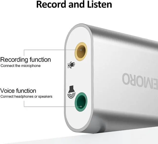 Alt view image 2 of 7 - USB Sound Card USB to Audio Jack Adapter 7.1 Channel External Stereo Sound Card with 3.5mm TRS TRRS Microphone Headphone for PC Laptop PS4 Windows MAC Linux
