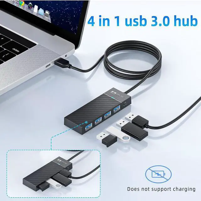 Alt view image 2 of 7 - 4 Port USB 3.0 Hub Ultra-Slim USB Hub USB Splitter USB Extender for Laptop USB Multiport Adapter Multi USB Port Expander for MacBook Air Por Windows/Mac OS Linux Flash Drive Mobile HDD(1.6FT/0.5M)