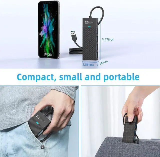 Alt view image 7 of 7 - 4 Port USB 3.0 Hub Ultra-Slim USB Hub USB Splitter USB Extender for Laptop USB Multiport Adapter Multi USB Port Expander for MacBook Air Por Windows/Mac OS Linux Flash Drive Mobile HDD(1.6FT/0.5M)