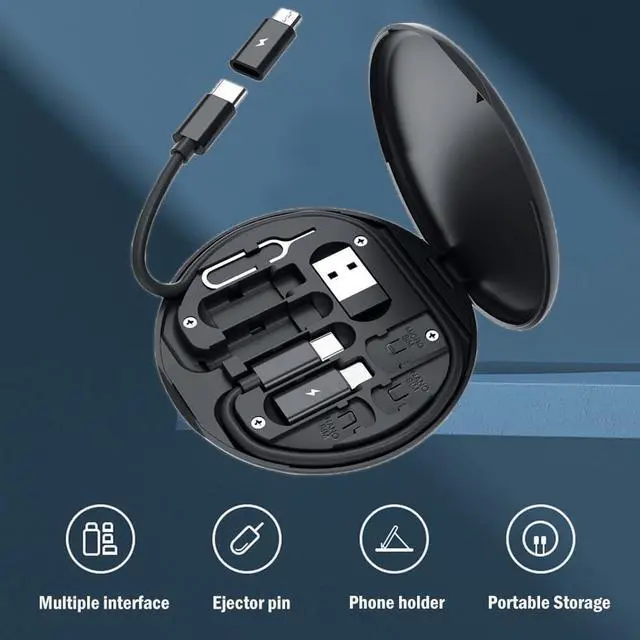 Alt view image 2 of 7 - USB C Adapter OTG Cable Kit Multi Charging Cable Case Convertor USB C to iOS Device/Type C/Micro/USB A Adapter Data Transfer Contains Card Slot for Traveling Use as Phone Holder (Black)