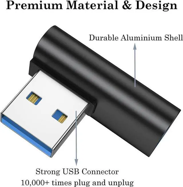 Alt view image 5 of 7 - 90 Degree USB 3.1 Adapter (2 Pack) Right and Left Angle USB A Male to Female Connector Extender for PC Laptop USB A Charger Raspberry Pi and More