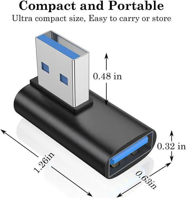 Alt view image 6 of 7 - 90 Degree USB 3.1 Adapter (2 Pack) Right and Left Angle USB A Male to Female Connector Extender for PC Laptop USB A Charger Raspberry Pi and More