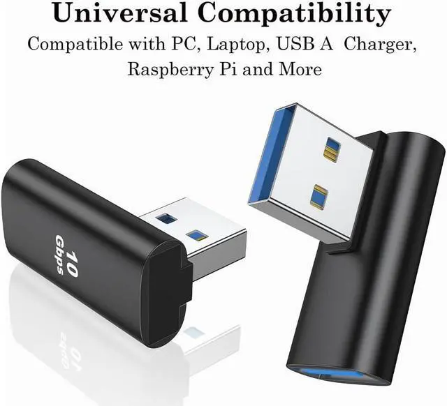 Alt view image 7 of 7 - 90 Degree USB 3.1 Adapter (2 Pack) Right and Left Angle USB A Male to Female Connector Extender for PC Laptop USB A Charger Raspberry Pi and More