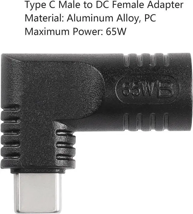 Alt view image 2 of 7 - 65W PD DC 7.4mm x 5.0mm Female (7.4mm x 0.6mm) Input to USB Type C Male Power Charging Adapter Uilt-in with PD Automatic Identification Induction Chip for Phones Tablets Laptops(black 7406 B)