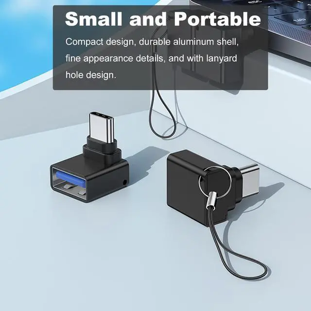 Alt view image 6 of 7 - 2 Pack 90 Degree USB C to USB Adapter Up and Down Angle USB C Male to USB 3.0 Female Connector Converter Compatible for MacBook Pro Air Laptop and More Type C Devices (Black)