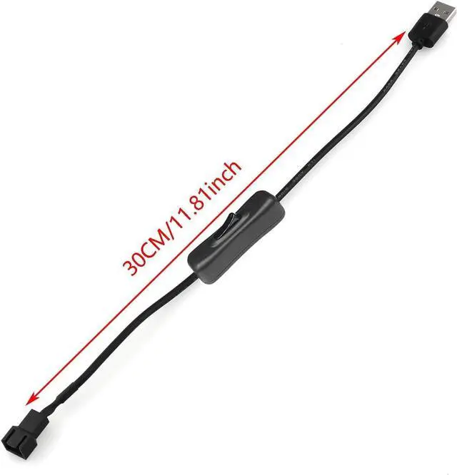 Alt view image 2 of 7 - 2 Pack USB to 3-Pin / 4-Pin PWM 5V USB Sleeved Fan Power Adapter Cable with Switch USB to 3 Pin / 4 Pin Case Fan Adapter Connector Cable with ON Off Switch