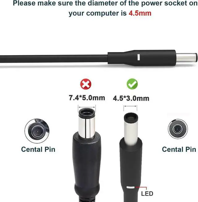 Alt view image 2 of 7 - New Slim AC Adapter for Dell 130W Laptop Charger,Tip 4.5mm Replacement Dell XPS 15 7590 9530 9550 9560 9570,Compatible with Inspiron 13 7347 7348 7459 Precision 5510 5520 5530 5540 M3800 Power Cord