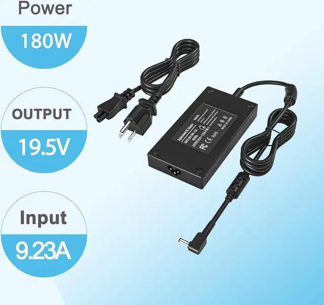 Alt view image 2 of 7 - 180W Laptop Charger for Acer Nitro 5 7 Gaming Laptop,Compatible with AN515-57 AN515-55 AN515-54 AN515-53 AN515-51 AN515-45 Predator Helios 300 G3-571 PH315-52 Triton 300 Series Power Supply Adapter