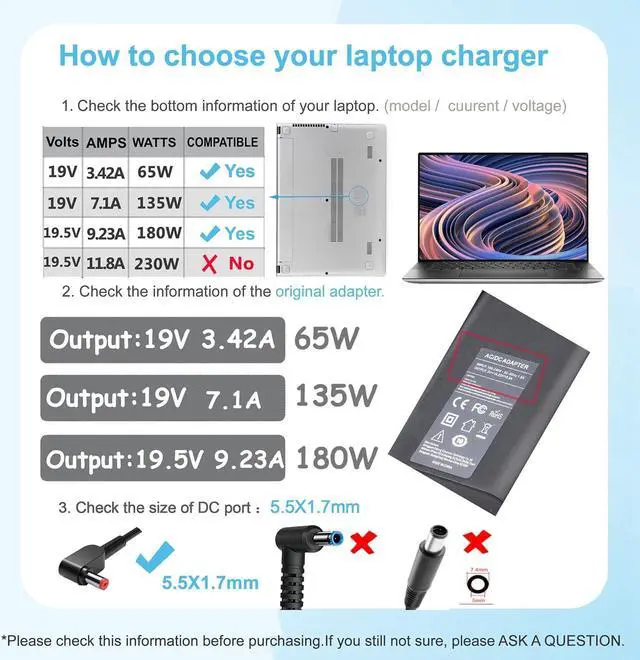 Alt view image 5 of 7 - 180W Laptop Charger for Acer Nitro 5 7 Gaming Laptop,Compatible with AN515-57 AN515-55 AN515-54 AN515-53 AN515-51 AN515-45 Predator Helios 300 G3-571 PH315-52 Triton 300 Series Power Supply Adapter