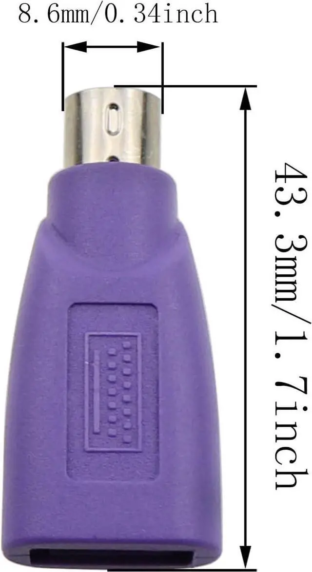 Alt view image 2 of 6 - USB to PS2 Adapter 2PCS Purple USB Female to PS/2 Male Converter Ch adapter for Mouse Keyboard and Bar Code Scanner