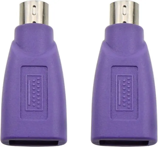 Main image of USB to PS2 Adapter 2PCS Purple USB Female to PS/2 Male Converter Ch adapter for Mouse Keyboard and Bar Code Scanner