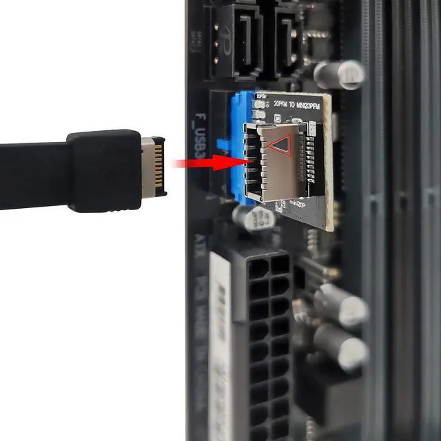 Alt view image 5 of 6 - USB 3.0 (3.1 Gen 1) Internal (19-Pin) Header to USB 3.1/3.2 Type-C (20-Pin) A-Key Front Panel Adapter