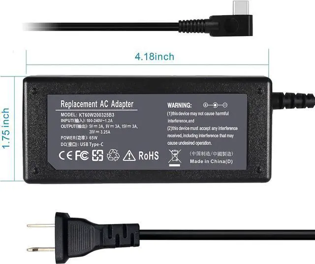 Alt view image 5 of 7 - Universal 65W 45W USB C Laptop Charger for Lenovo Thinkpad/Yoga/Chromebook ADLX65YDC2A for HP Elitebook Spectre Chromebook x360 Elite x2 for Dell Chromebook Latitude xps 13 Series AC Adapter