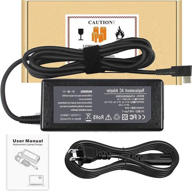 Alt view image 6 of 7 - Universal 65W 45W USB C Laptop Charger for Lenovo Thinkpad/Yoga/Chromebook ADLX65YDC2A for HP Elitebook Spectre Chromebook x360 Elite x2 for Dell Chromebook Latitude xps 13 Series AC Adapter
