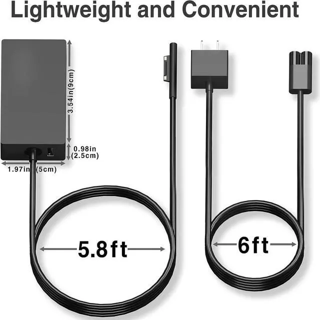Alt view image 4 of 7 - 65W Surface Pro Charger for Microsoft Surface Pro 9, 8, 7+, 7, 6, 5, 4, 3, X, Windows Surface Laptop 1, 2, 3, 4, 5, Surface Go Tablet, Surface Book 3, 2, 1, Support 44W, 36W Power Cord