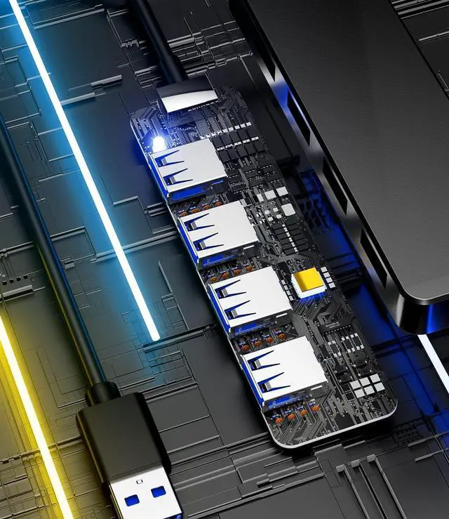 Alt view image 6 of 7 - USB Hub 3.0, PANPEO 4-Port USB 3.0 Hub Multi USB Port Expander for Laptop, Xbox, Flash Drive, Mobile HD, Console, Printer, Camera, Keyborad, Mouse