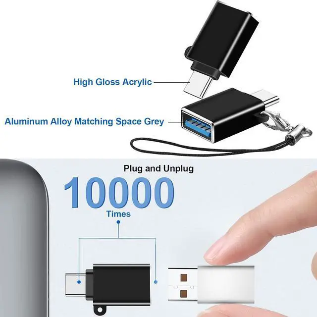 Alt view image 6 of 7 - USB C to USB Adapter USB to USBC-C Adapter USB to USB C Adapter USB C Male to USB Female Adapter USB C Adapter for MacBook Pro/Air 2020 2019 2018 iPad Pro/Air Galaxy S22 S21 and More(Black 6 Pack)