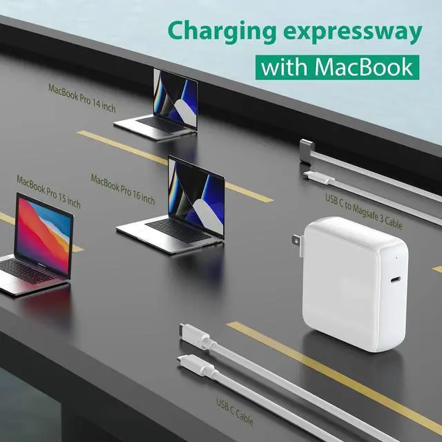Alt view image 4 of 7 - 96W USB C Charger for MacBook Pro 16, 15, 14, 13 inch 2025 2024, 2023, 2022, 2021, M4 M3 M2 M1 MacBook Air, USBC Laptop Power Adapter, iPad, LED, 6.6ft 5A Cable Charging as Fast as Original Quality