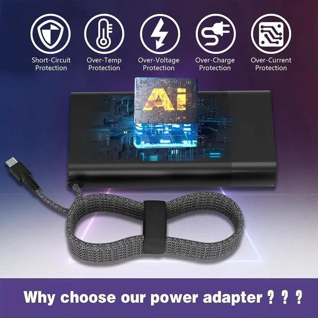 Alt view image 7 of 7 - New Slim 65W Laptop Charger for HP Laptop Charger USB C Computer Replacement Envy x360/Elitebook x360/Spectre x360/Elite x2/Pavilion/Zbook/ProBook Fast Type C Chromebook Power Cord Adapter
