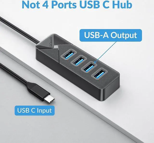 Alt view image 2 of 7 - USB C to USB A Adapter, USB A Hub 3.0 for Laptop 4-Port, 5Gbps USB Multiport Adapter Convertor for Mac, MacBook Air Pro, PC, Compatible with Windows, Mac OS, Linux (Balck, 15cm)