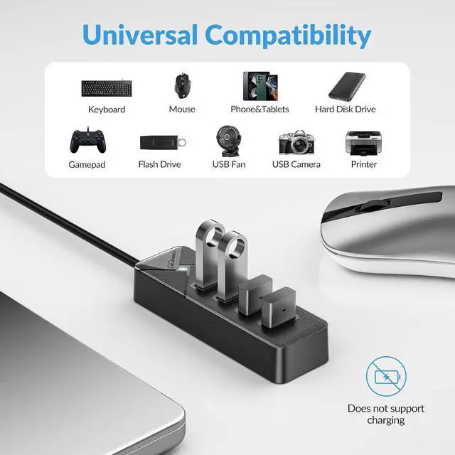 Alt view image 4 of 7 - USB C to USB A Adapter, USB A Hub 3.0 for Laptop 4-Port, 5Gbps USB Multiport Adapter Convertor for Mac, MacBook Air Pro, PC, Compatible with Windows, Mac OS, Linux (Balck, 15cm)
