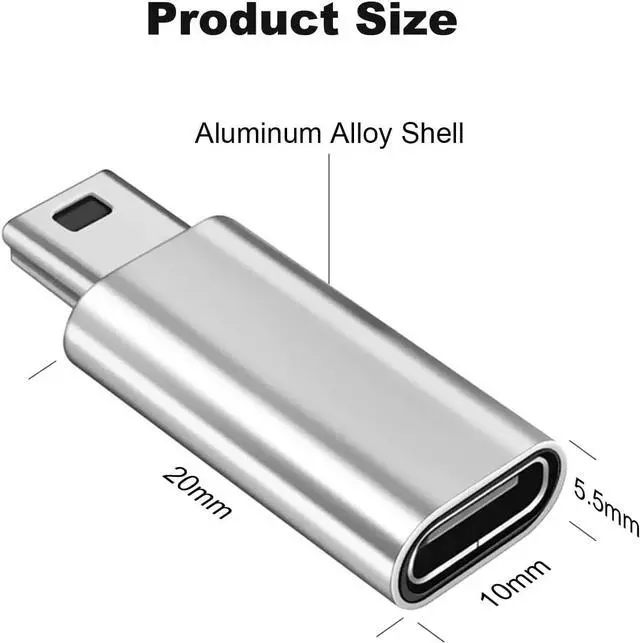 Alt view image 5 of 5 - Mini USB 2.0 to USB C Adapter (4 Pack) USB Type C Female to Mini USB Male Converter Connector for Digital Camera MP3 Players Dash Cam GPS Receiver and More (Black+Silver)